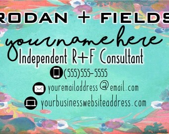 Turquoise Floral Rodan + Fields Business Card
