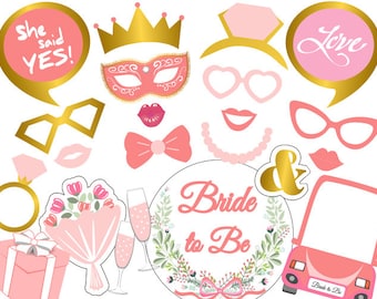 Printable Bachelorette Party Photo Booth Props, Bridal Shower Photo Booth Props, Instant Download Bride To Be Party Photobooth Props 0406