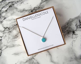 Round Turquoise Pendant Necklace, Simple Necklace, Everyday Jewelry, Layering Necklace, Boho Necklace, Boho Jewelry, Boho Chic, Bohemian