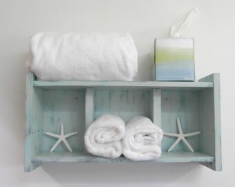 Wood Bathroom Shelves Over Toilet – Nautical Decor Pallet Wood Shelves – Chunky Bathroom Wall Shelves – Rolled Towel Racks Wall Mounted