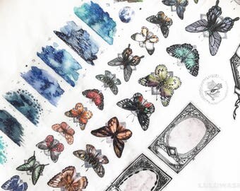 Samples - washi tape samples Lin Chia Ning limited edition garden / butterfly / vintage frames 75cm <V101>