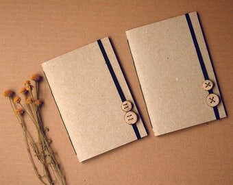Paper notebook with wooden button closure, Craft notebook, A6 Notebook,Brown paper notebook, Ecological notebook, Handmade notebook