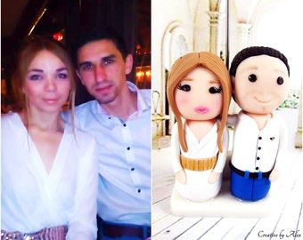 Girlfriend Gift Photo Holder - custom portrait polymer clay figurine, personalised cake topper, keychain // anniversary, birthday, boyfriend