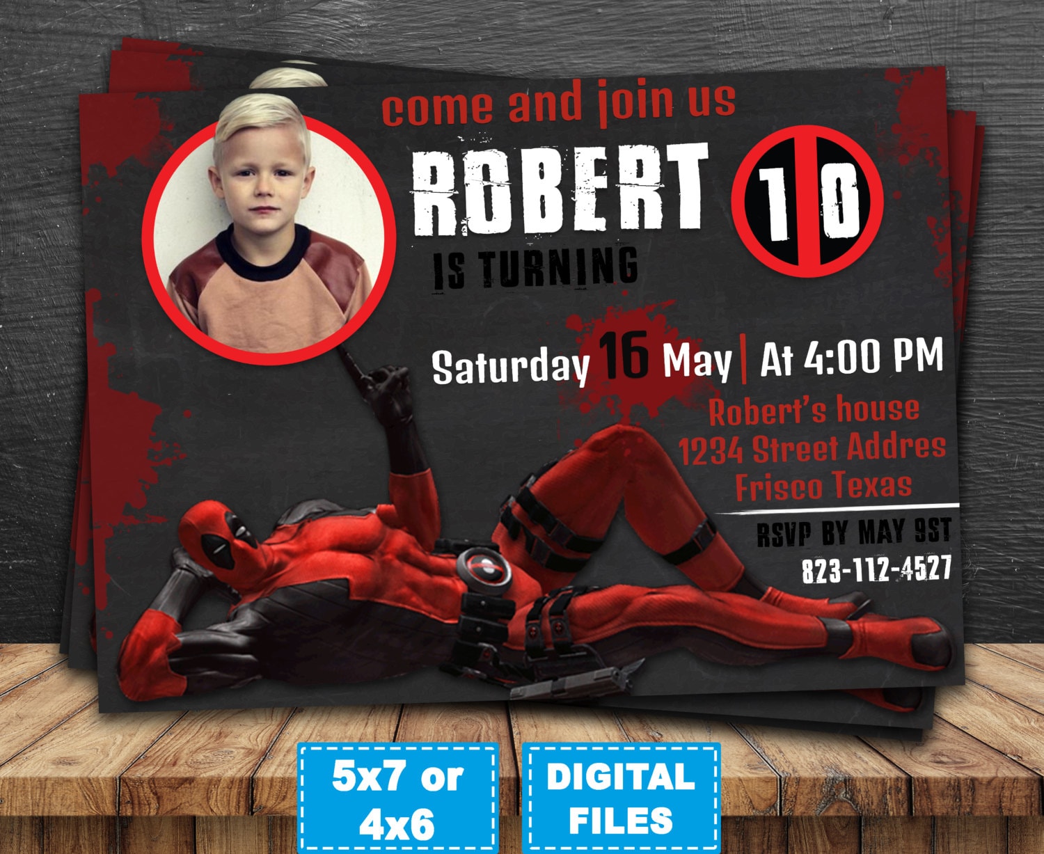Deadpool invitation deadpool birthday invitation superhero