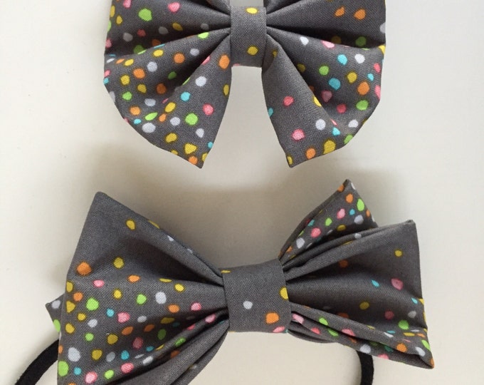 Rainbow Burst fabric hair bow or bow tie