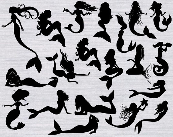 Download Mermaid SVG Bundle Mermaid silhouette Mermaid clipart svg