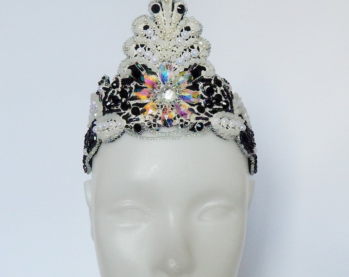 Russian headdress, russian kokoshnik, designer russian headpiece, forehead headband, wedding accessories, bridal headpiece, women hairpiece