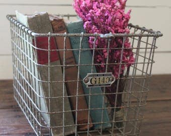 Vintage old school locker baskets, industrial wire baskets