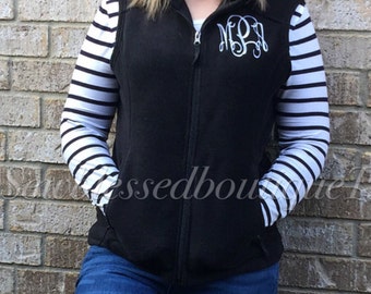 Monogram Vest, Monogrammed Fleece vest, Monogrammed White Vest, Personalized Vest, Bridesmaid, Ladies,