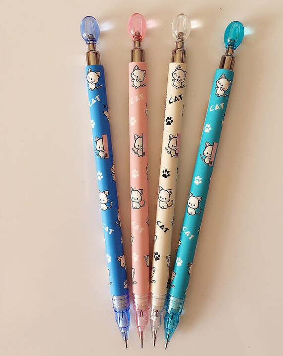 4 Pc Set Cute Kawaii Cat Mechanical Pencils Kawaii Pencils Cute