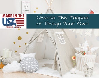 Gray Stars Teepee, kids teepee tent, childrens teepee, teepee play tents, teepee bedroom, play teepee, teepee play tent, teepee kids