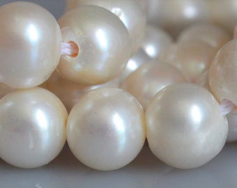 10-11 mm AA Large Hole Potato Natural White Freshwater Pearl Beads 2 mm Hole, Natural Cultured Freshwater Pearls (42-LHPW1011)