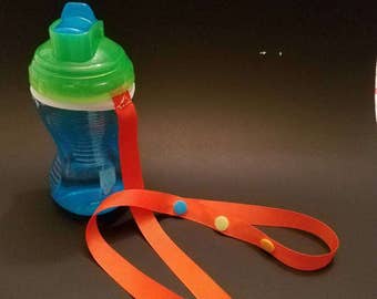 Sippy Cup Buddy/Sippy Cup Holder/ Sippy Cup Strap/ Sippy Cup Leash-Solid Color (custom options available)