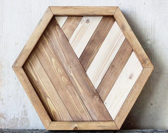 Wood tray Hexagonal wood tray Ottoman tray Coffee table tray Lath tray Geometric tray Coffe tray Wall wood tray Decor wood tray