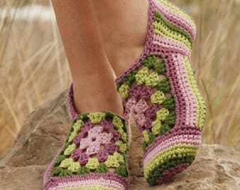 Knitted Slippers crochet slippers women slippers cotton slippers boho slippers granny slippers summer slippers fashion Drops Lilith