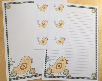 Cute Bird Letter Writing Paper Set & Envelope Seals
