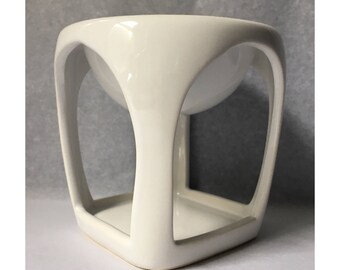 White Ceramic Open Flame Oil Burner / Wax Melt Burner
