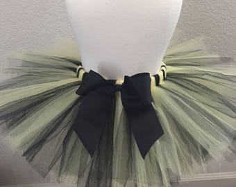 Elegant Yellow/Black Tutu W/ Sash Bow, Tutu, Baby Girl Tutu, Toddler Tutu, 1st Birthday Tutu, Birthday Tutu, Black And Yellow Tutu