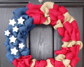 Patriotic Wreath - 4th of July Wreath - American Flag Wreath - Memorial Day Wreath - Americana Wreath