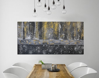 Black & Gold Abstract Painting, Abstract Painting, Modern Art on Canvas