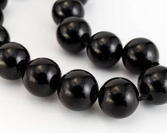 6mm Black Tourmaline Polished Round Bead (32 Pcs)