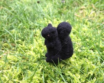 Felted Miniature Black Squirrel Tiny Figure miniature Squirrel