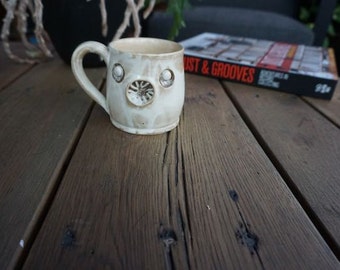Hand thrown stoneware Tapeworm mug