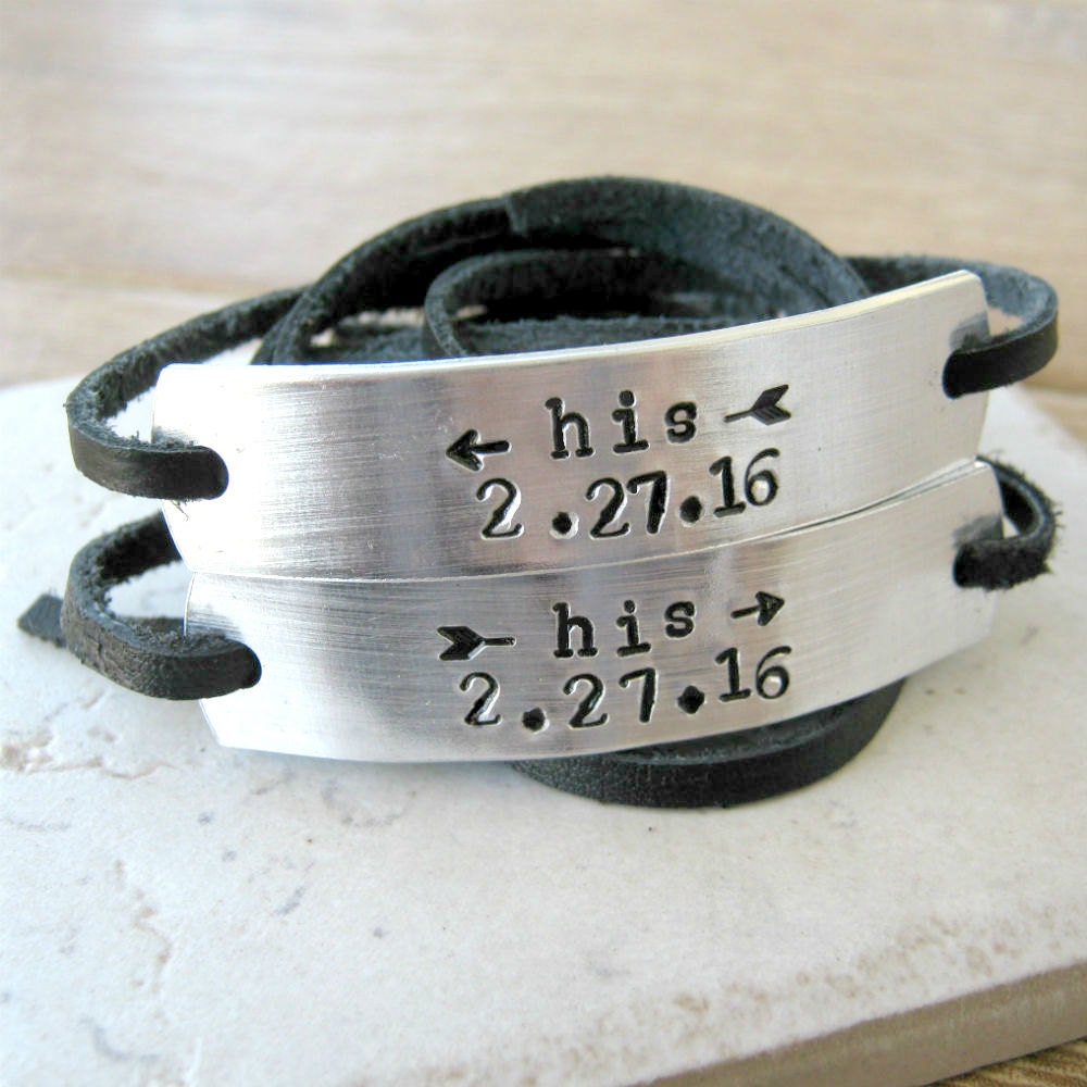 His and His Bracelets Anniversary Date Gay Couple Bracelet
