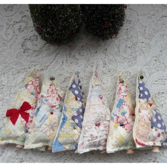 Upcycled quilt ornament vintage cutter quilt tree ornament