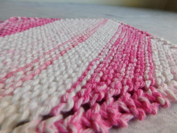 Pink Stripes Cotton Dishcloth