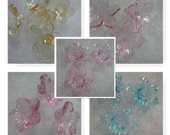 Acrylic Flower Beads assorted colors 216 Charms 22mm - 12mm A1