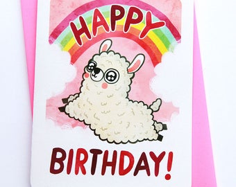 Rainbow Llama - funny birthday card girlfriend birthday card friend birthday card for her best friend birthday card alpaca birthday card