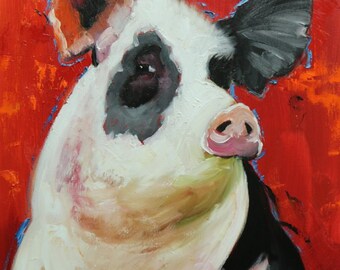 Pig painting 249 18x24 inch original oil painting by Roz