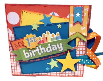 First Birthday Mini Scrapbook - Boy's 1st Birthday - First Birthday Paper Bag Album