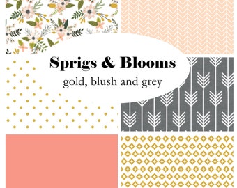 SPRIGS & BLOOMS-Custom Crib Bedding-3 piece+