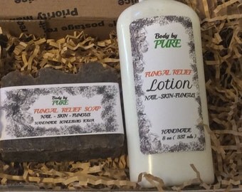 Fungi Treatment Kit-Natural Soap and Lotion-Bath and Beauty-Natural Handmade Lotion-Athletes Foot Lotion- 8 oz bottle