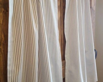 Charcoal Grey Ticking Kitchen Cafe Curtains - 2 panels/ 1 pair - Custom sizes and matching valance available