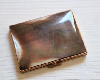 Vintage French mother of pearl powder compact