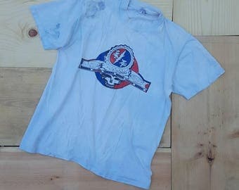 Vintage GRATEFUL DEAD T-Shirt // Rare Vtg 80s Distressed Trashed Steal Your Face Shakedown Lot Tee