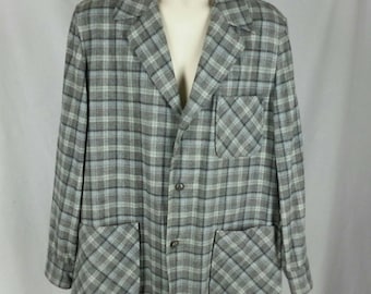 Vintage mens Pendleton topster 49er wool plaid jacket size large L chest 48