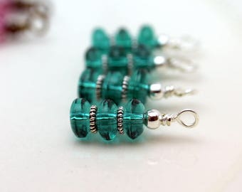 Green Bead Dangle Charm Set, Earrings, Earring Dangles, Anime