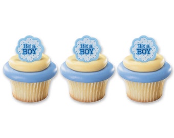 24 Its A Boy Girl Baby Shower Gender Revel Cupcake Cake Rings Party Favors Toppers Baking Supplies Jenuine Crafts