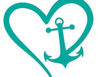 Anchor Heart Vinyl Car Decal Bumper Window Sticker Any Color Multiple Sizes Jenuine Crafts