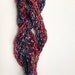 Crochet scarf, women's multicolor long knit fashion, red blue black sparkly, cotton winter bohemian i863 Life's an Expedition