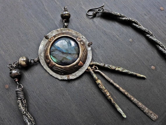 Modern primitive labradorite necklace - "The Key to the Universe"
