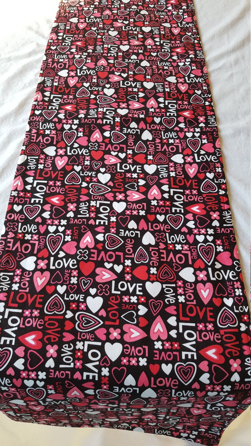 Table Runner Valentines Day Hearts Love 52 Inch Reversible