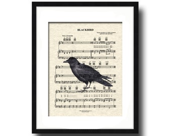 The Beatles Blackbird Sheet Music Art Print, Blackbird Art Print, Blackbird Song Art Print,The Beatles Music Art Print