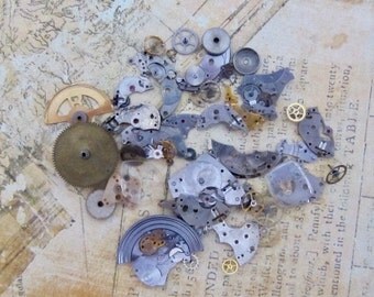 Vintage WATCH PARTS gears - Steampunk parts - L48 Listing is for all the watch parts seen in photos