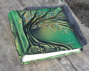 Leather photo album 13x12 with Tree Classic Album with tissue paper Anniversary gift wedding gift