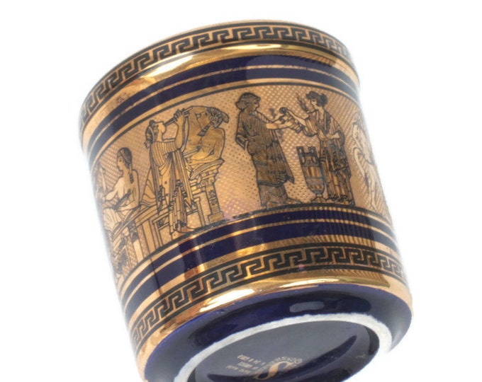 Greek Ceramic Display Cup 24K Gold Classical Design Vintage